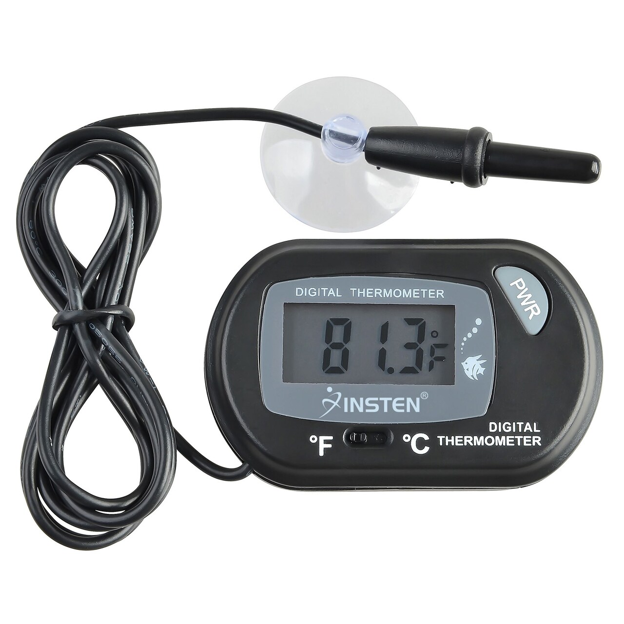 LCD Digital Aquarium Thermometer, Fish Tank Water Temperature Meter For Reptile, Black